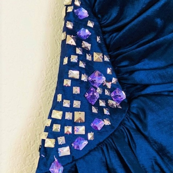 🍍Jessica McClintock Royal Blue Strapless Dress 4P - Picture 2 of 6